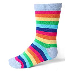 Cute Walk by Babyhug Cotton Lycra Knit Anti-bacterial Socks Stripes & Rainbow Design Pack of 3 - Pink & Blue