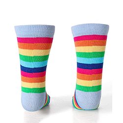 Cute Walk by Babyhug Cotton Lycra Knit Anti-bacterial Socks Stripes & Rainbow Design Pack of 3 - Pink & Blue