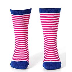 Cute Walk by Babyhug Cotton Lycra Knit Anti-bacterial Socks Stripes & Rainbow Design Pack of 3 - Pink & Blue
