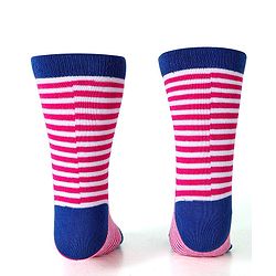 Cute Walk by Babyhug Cotton Lycra Knit Anti-bacterial Socks Stripes & Rainbow Design Pack of 3 - Pink & Blue