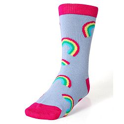 Cute Walk by Babyhug Cotton Lycra Knit Anti-bacterial Socks Stripes & Rainbow Design Pack of 3 - Pink & Blue