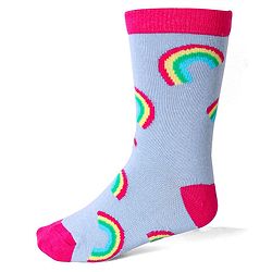 Cute Walk by Babyhug Cotton Lycra Knit Anti-bacterial Socks Stripes & Rainbow Design Pack of 3 - Pink & Blue