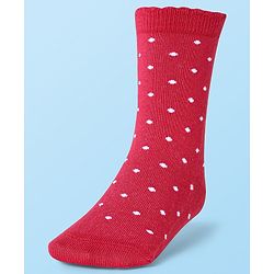 Cute Walk by Babyhug Cotton Lycra Knit Anti-bacterial Socks Polka Dots & Strawberry Design Pack of 3 - Pink White & Red