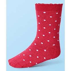 Cute Walk by Babyhug Cotton Lycra Knit Anti-bacterial Socks Polka Dots & Strawberry Design Pack of 3 - Pink White & Red