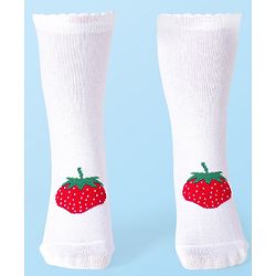 Cute Walk by Babyhug Cotton Lycra Knit Anti-bacterial Socks Polka Dots & Strawberry Design Pack of 3 - Pink White & Red
