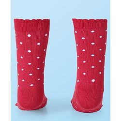 Cute Walk by Babyhug Cotton Lycra Knit Anti-bacterial Socks Polka Dots & Strawberry Design Pack of 3 - Pink White & Red