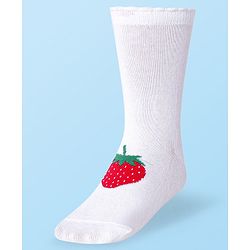 Cute Walk by Babyhug Cotton Lycra Knit Anti-bacterial Socks Polka Dots & Strawberry Design Pack of 3 - Pink White & Red