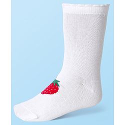 Cute Walk by Babyhug Cotton Lycra Knit Anti-bacterial Socks Polka Dots & Strawberry Design Pack of 3 - Pink White & Red