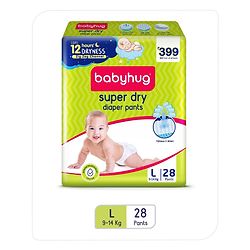 Babyhug Super Dry Diaper Pants Large - 28 Pieces