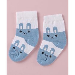 Cute Walk by Babyhug Cotton Knit Anti Bacterial Ankle Length Socks With Polka Dots & Bunny Print -  White