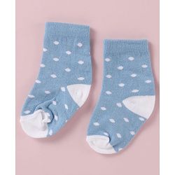 Cute Walk by Babyhug Cotton Knit Anti Bacterial Ankle Length Socks With Polka Dots & Bunny Print -  White