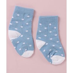 Cute Walk by Babyhug Cotton Knit Anti Bacterial Ankle Length Socks With Polka Dots & Bunny Print -  White