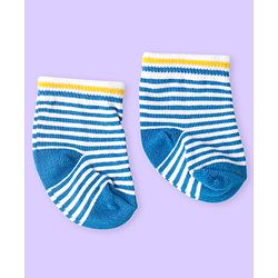 Cute Walk by Babyhug Knit Ankle Length Antibacterial Socks with Bear Design & Stripes Pack of 3 - White & Grey