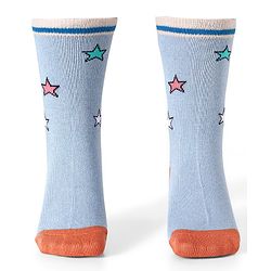 Cute Walk by Babyhug Cotton Lycra Knit Anti-bacterial Socks Strips Stars & Car Design Pack of 3 - Light Blue & Black