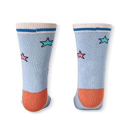 Cute Walk by Babyhug Cotton Lycra Knit Anti-bacterial Socks Strips Stars & Car Design Pack of 3 - Light Blue & Black