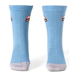 Cute Walk by Babyhug Cotton Lycra Knit Anti-bacterial Socks Strips Stars & Car Design Pack of 3 - Light Blue & Black