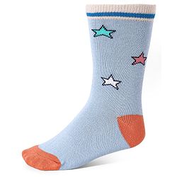 Cute Walk by Babyhug Cotton Lycra Knit Anti-bacterial Socks Strips Stars & Car Design Pack of 3 - Light Blue & Black