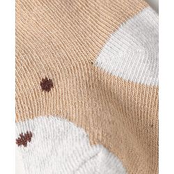 Cute Walk by Babyhug Knit Ankle Length Antibacterial Socks with Bear Design Pack of 3 - Tan