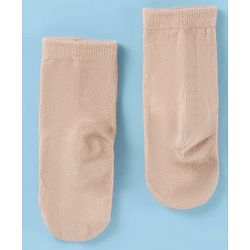 Cute Walk by Babyhug Cotton Knit Antibacterial Ankle Socks With Striped & Bear Print - Brown & Grey