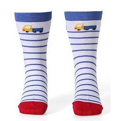 Cute Walk by Babyhug Ankle Length Socks With Vehicle Print Pack of 3 - White & Blue