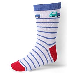 Cute Walk by Babyhug Ankle Length Socks With Vehicle Print Pack of 3 - White & Blue