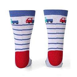 Cute Walk by Babyhug Ankle Length Socks With Vehicle Print Pack of 3 - White & Blue