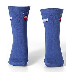 Cute Walk by Babyhug Ankle Length Socks With Vehicle Print Pack of 3 - White & Blue