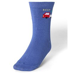 Cute Walk by Babyhug Ankle Length Socks With Vehicle Print Pack of 3 - White & Blue