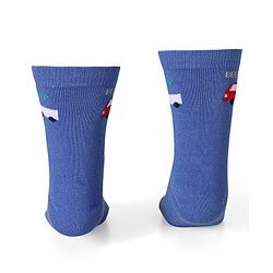 Cute Walk by Babyhug Ankle Length Socks With Vehicle Print Pack of 3 - White & Blue