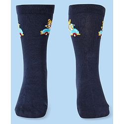 Cute Walk by Babyhug Cotton Lycra Knit Anti-bacterial Socks Strips & Cars Design Pack of 3 - Navy Blue & White