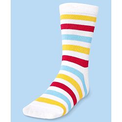 Cute Walk by Babyhug Cotton Lycra Knit Anti-bacterial Socks Strips & Cars Design Pack of 3 - Navy Blue & White