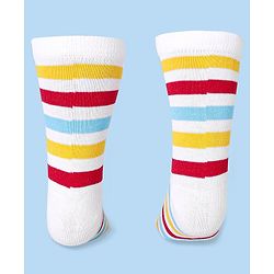 Cute Walk by Babyhug Cotton Lycra Knit Anti-bacterial Socks Strips & Cars Design Pack of 3 - Navy Blue & White