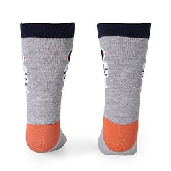 Cute Walk by Babyhug Cotton Lycra Knit Anti-bacterial Socks Strips Stars & Astronaut Design Pack of 3 - Blue Black & Gray