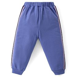 Babyhug Cotton Knit Raglan Sleeves Collared T-Shirt & Lounge Pants Set With Kangaroo Pockets & Text Print - Pink & Blue