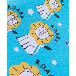 Babyhug Cotton Knit Full Sleeves Night Suit With Lion Print - Blue