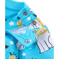 Babyhug Cotton Knit Full Sleeves Night Suit With Lion Print - Blue