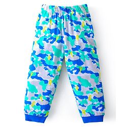 Babyhug Cotton Knit Full Sleeves Night Suit With Camouflage Print - Blue & Melange Grey