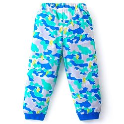 Babyhug Cotton Knit Full Sleeves Night Suit With Camouflage Print - Blue & Melange Grey