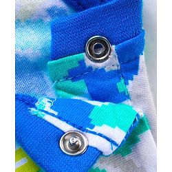 Babyhug Cotton Knit Full Sleeves Night Suit With Camouflage Print - Blue & Melange Grey
