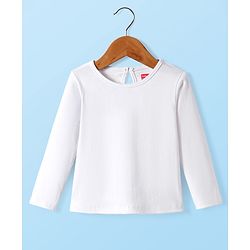 Babyhug 100% Cotton Woven Full Sleeves Antibacterial T-Shirt with Frock & Sheep Applique - White & Pink