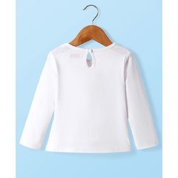 Babyhug 100% Cotton Woven Full Sleeves Antibacterial T-Shirt with Frock & Sheep Applique - White & Pink
