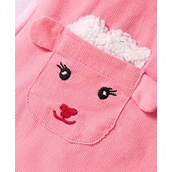 Babyhug 100% Cotton Woven Full Sleeves Antibacterial T-Shirt with Frock & Sheep Applique - White & Pink