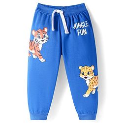 Babyhug Cotton Knit Full Length Lounge Pants With Animals Print - Blue
