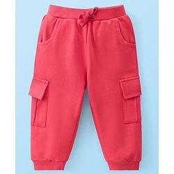 Babyhug Cotton Knit Half Sleeves Text Printed Crop Top With Inner Tee & Lounge Pants - Red