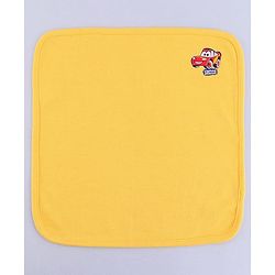 Babyhug Disney Interlock Cotton Knit Wash cloth With Cars Graphics L 30 cm x H 30 cm Pack Of 2 - Yellow & White