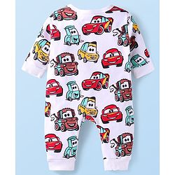Babyhug Disney Interlock Knit Full Sleeves Front Open Rompers with Cars Graphics Pack of 2 - White & Yellow
