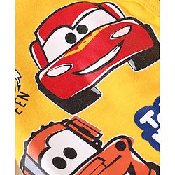 Babyhug Disney Interlock Knit Full Sleeves Front Open Rompers with Cars Graphics Pack of 2 - White & Yellow