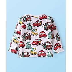 Babyhug Disney Single Jersey Knit Full Sleeves Cars Printed T-Shirts & Joggers Set - Yellow White & Blue