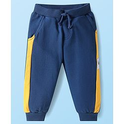 Babyhug Disney Single Jersey Knit Full Sleeves Cars Printed T-Shirts & Joggers Set - Yellow White & Blue