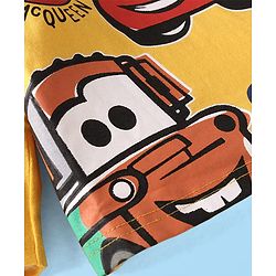 Babyhug Disney Single Jersey Knit Full Sleeves Cars Printed T-Shirts & Joggers Set - Yellow White & Blue